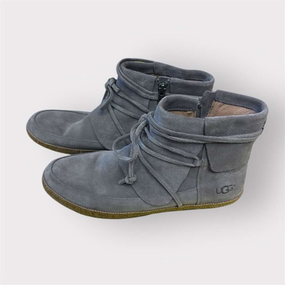Women’s UGG 9 Grey Reid Moccasin Suede Ankle Bootie